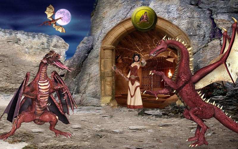 Fantasy Landscape with Dragon
